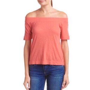 New Splendid Off shoulder Coral Top, Medium